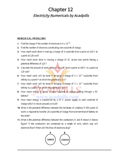 Class 10 Electricity Numericals PDF | 200+ Topicwise Numerical Questions with Answers | RBSE / CBSE Science Chapter - Class 10 Science PDF Cover