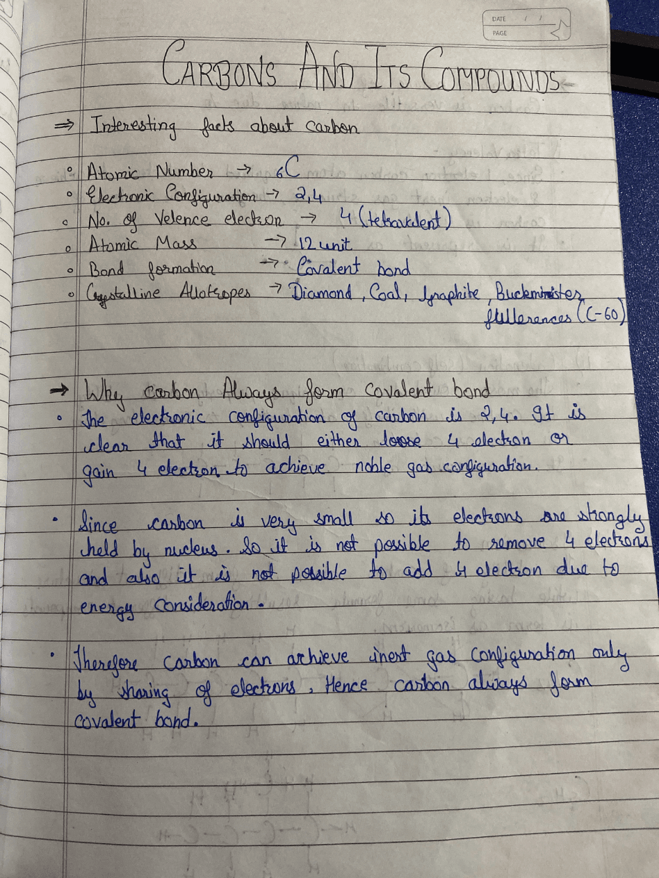 Class 10 Carbon And Its Compounds Full Chapter notes PDF CBSE | PDFWallah - Class 10 Science PDF Cover